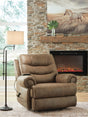 Revived and Restored Earth Faux Leather Power Lift Recliner — angled view