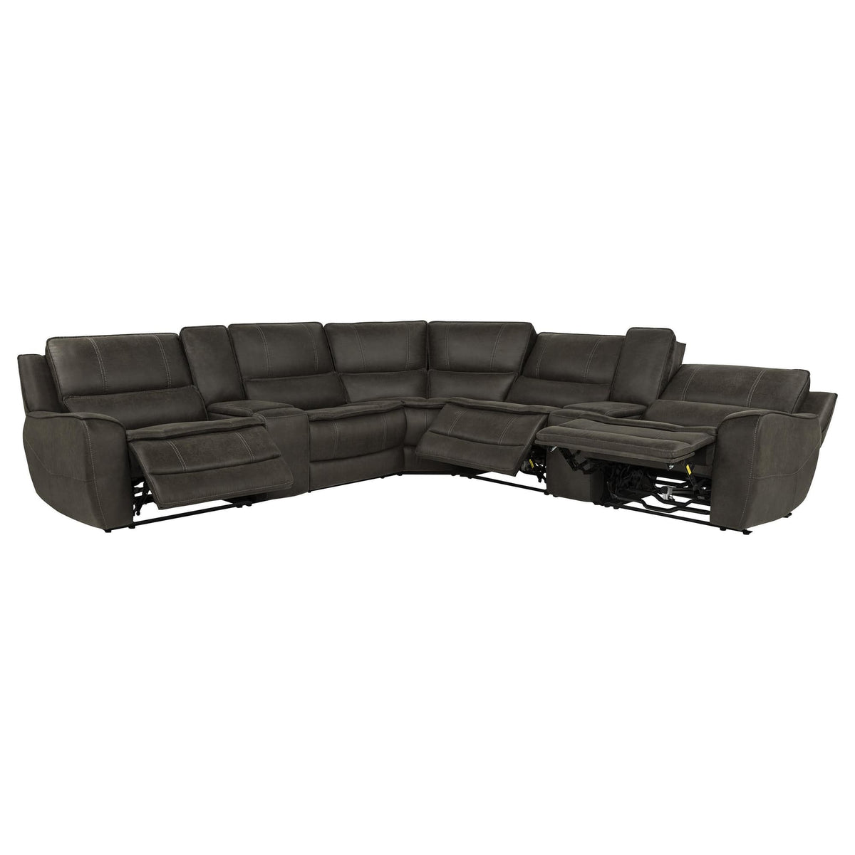 Marcell 7-Piece L-Shaped Power Reclining Sectional with Dual Consoles Grey — product image 2