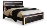 Brizmore Black King Panel Bed — angled view