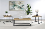 Straden end table with square mango wood-look top and black metal frame