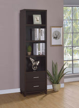 Close-up of Lewes Media Tower brushed silver pull handles