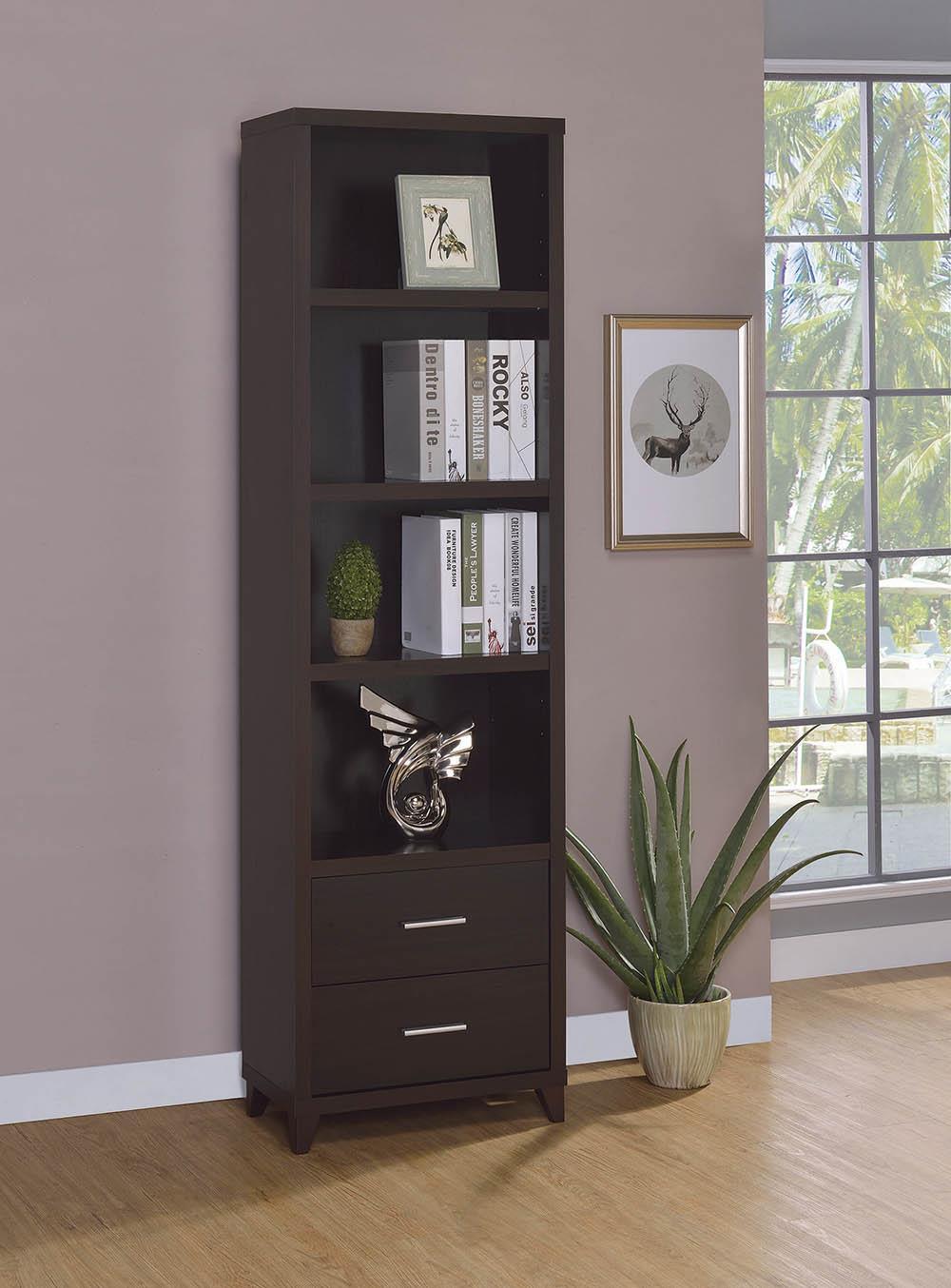 Close-up of Lewes Media Tower brushed silver pull handles