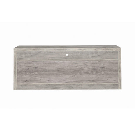 Burke TV Console showing adjustable feet and storage compartments