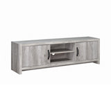 Side angle of Hays 2-Door TV Console with open storage and closed doors