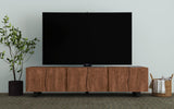 Close-up of door panel details on Trask TV stand