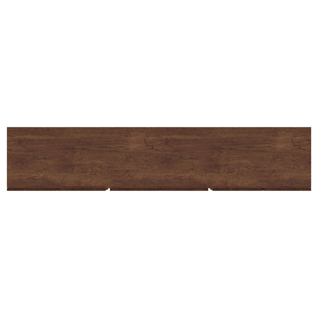 Iron legs and levelers detail on Trask TV stand