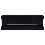 Close-up of 4mm tempered glass firebox with LED flames