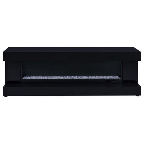 Close-up of 4mm tempered glass firebox with LED flames
