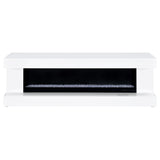 Side view showing sleek white high gloss finish and low plinth base