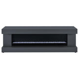 Close-up of crystal ember bed and tempered glass firebox
