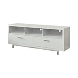 Casey 2 Drawer White Rectangular TV Console side angle