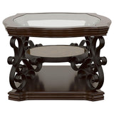 Tempered glass top showcasing metal frame design