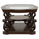 Tempered glass top surface on coffee table