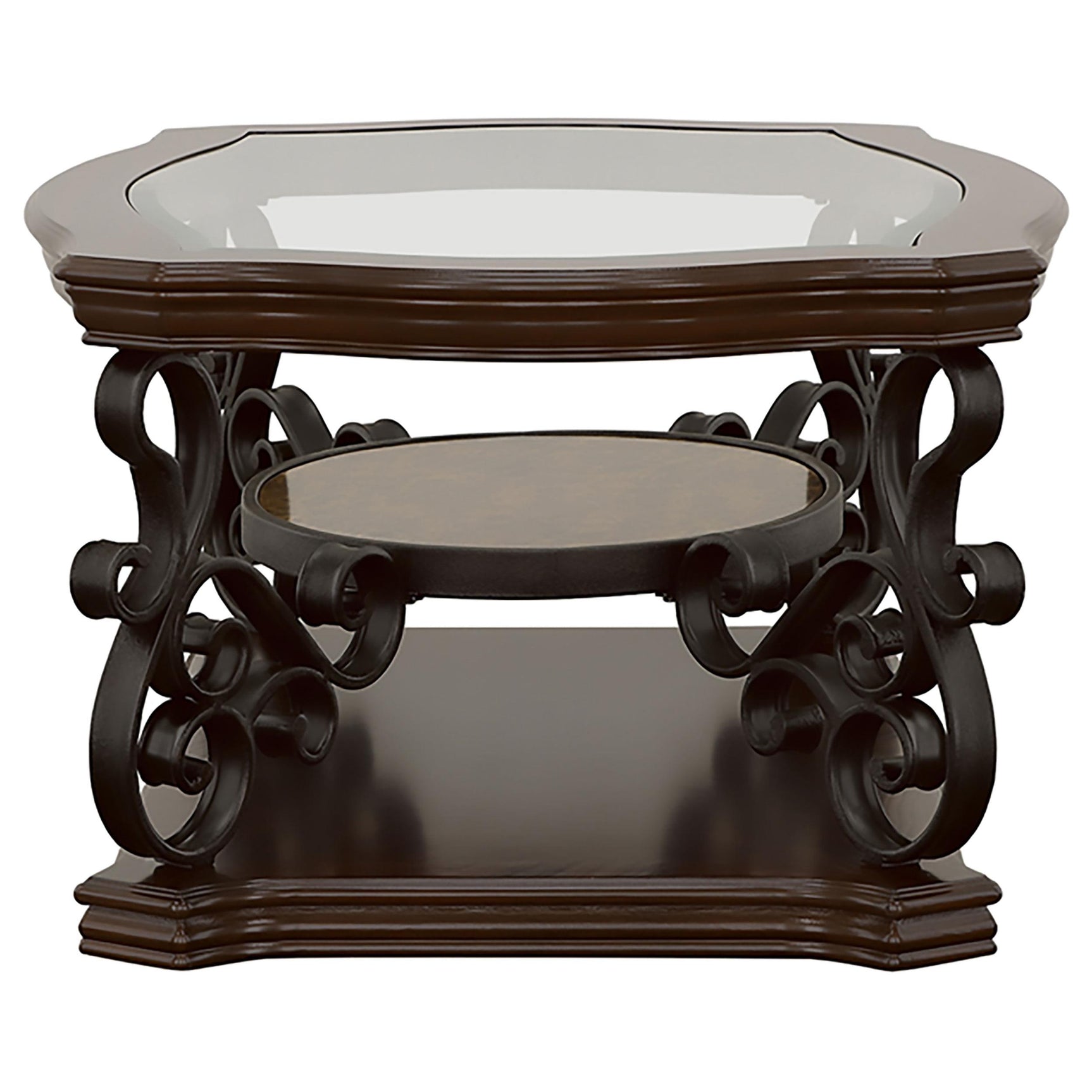 Tempered glass top surface on coffee table
