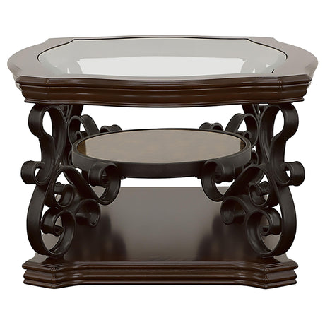 Tempered glass top surface on coffee table