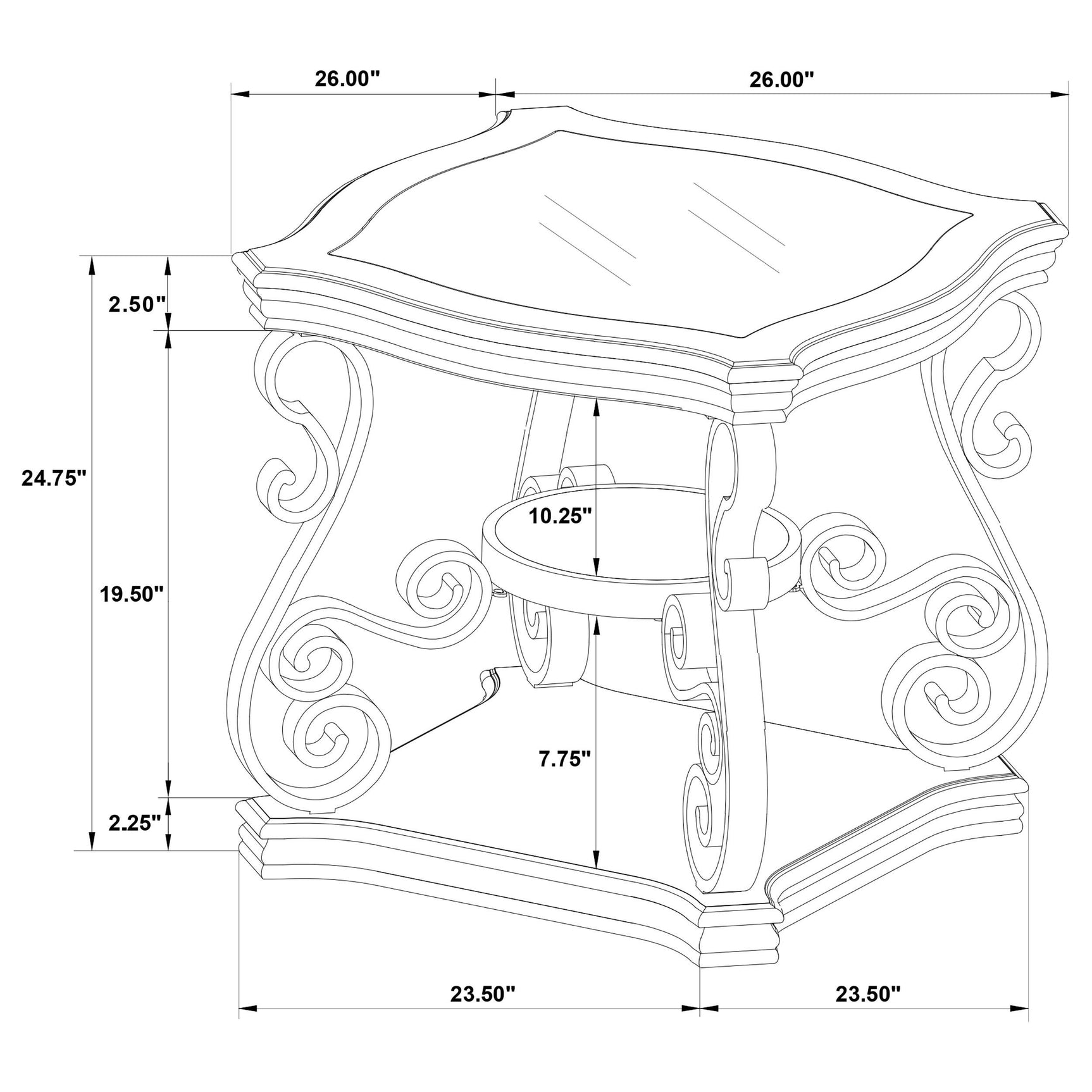 Middle wooden shelf storage on coffee table