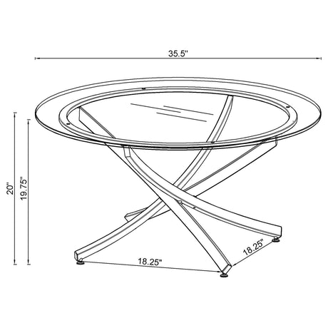Close-up of tempered glass top with black frame on Brooke table set