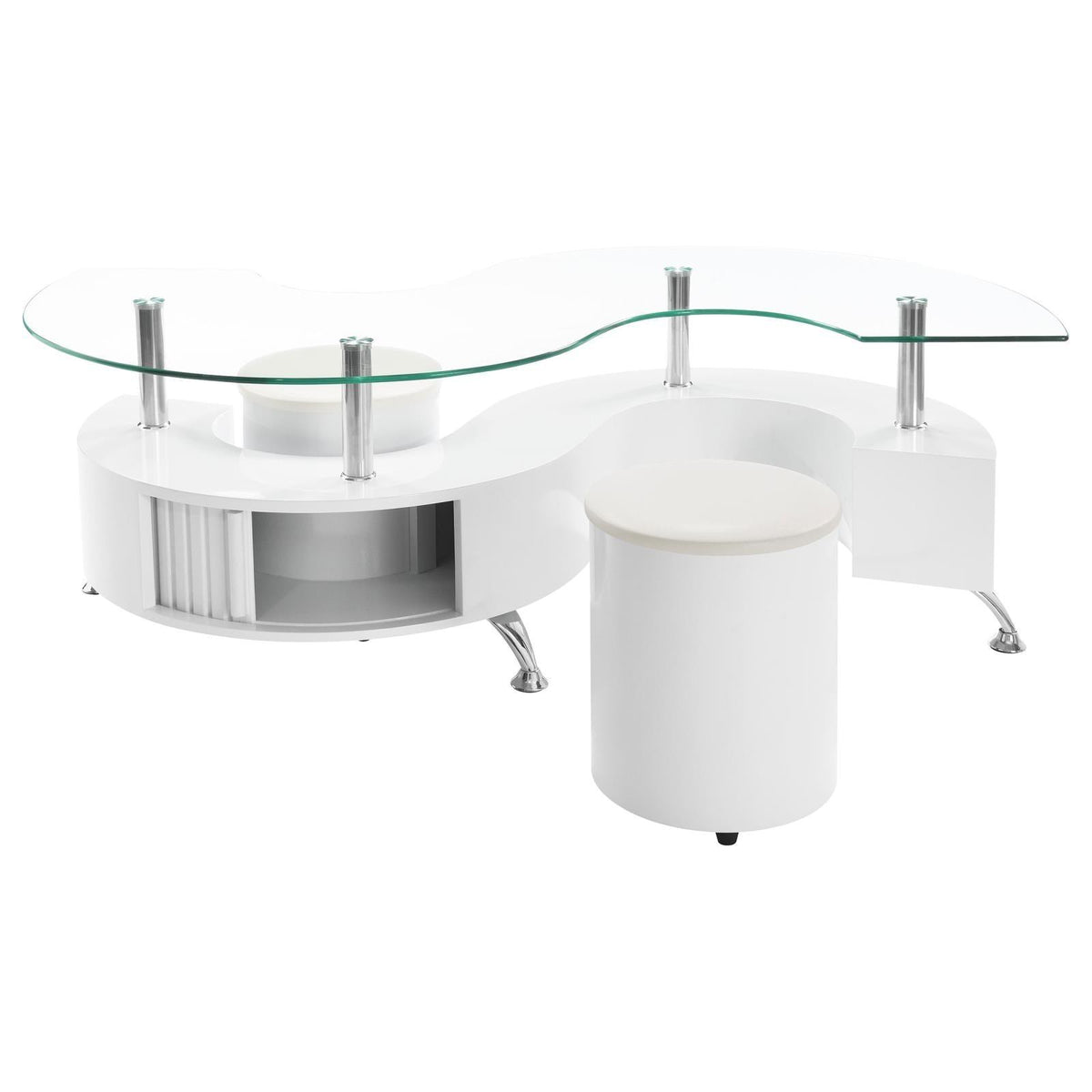 Buckley coffee table and stools set side view