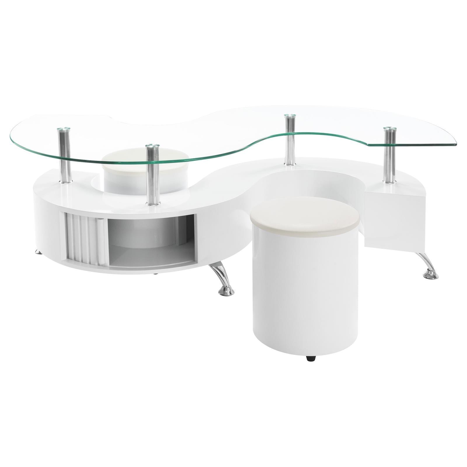 Buckley coffee table and stools set side view