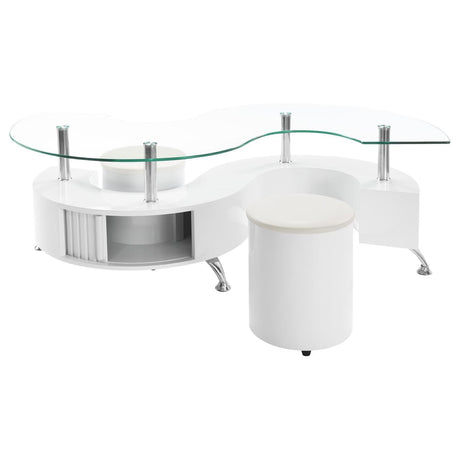 Buckley coffee table and stools set side view