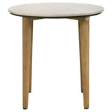 View of mango wood legs with natural finish and wood grain