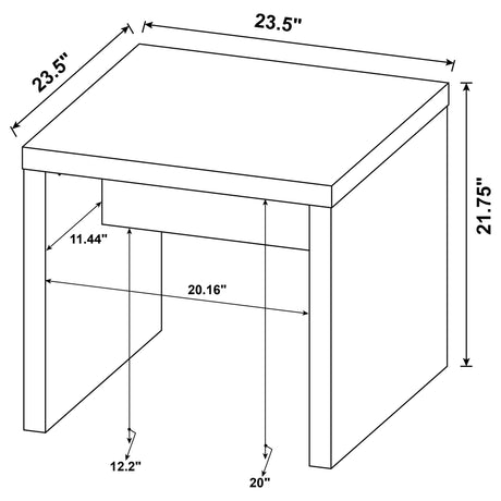 Lynette end table with plastic glide feet