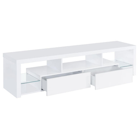Top view of Jude high gloss white TV console
