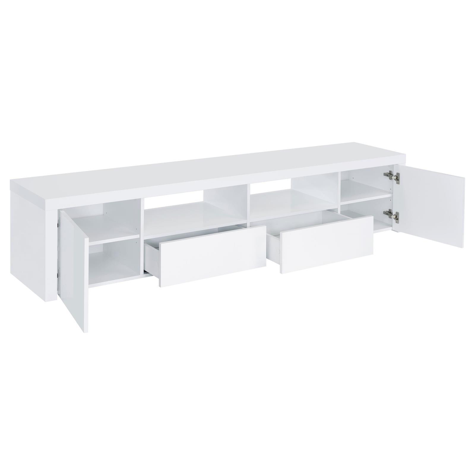 Jude TV Stand door open with shelves