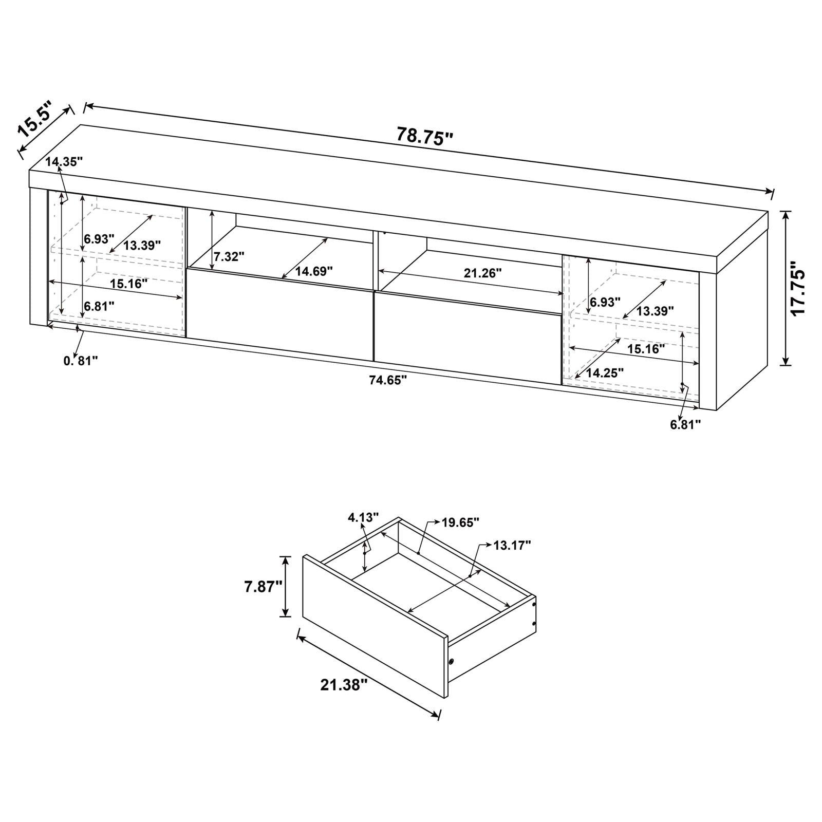 Jude TV Stand storage compartments open