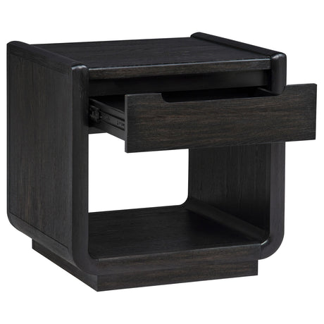 Leandro coffee table top view showing wood grain