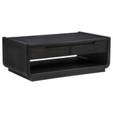 Open shelf under coffee table