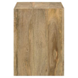 Benton end table showing storage shelf under tabletop