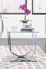 Side view of Danville U-Shaped Chrome End Table highlighting chrome legs