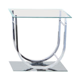 Top view of Danville End Table with beveled clear glass surface