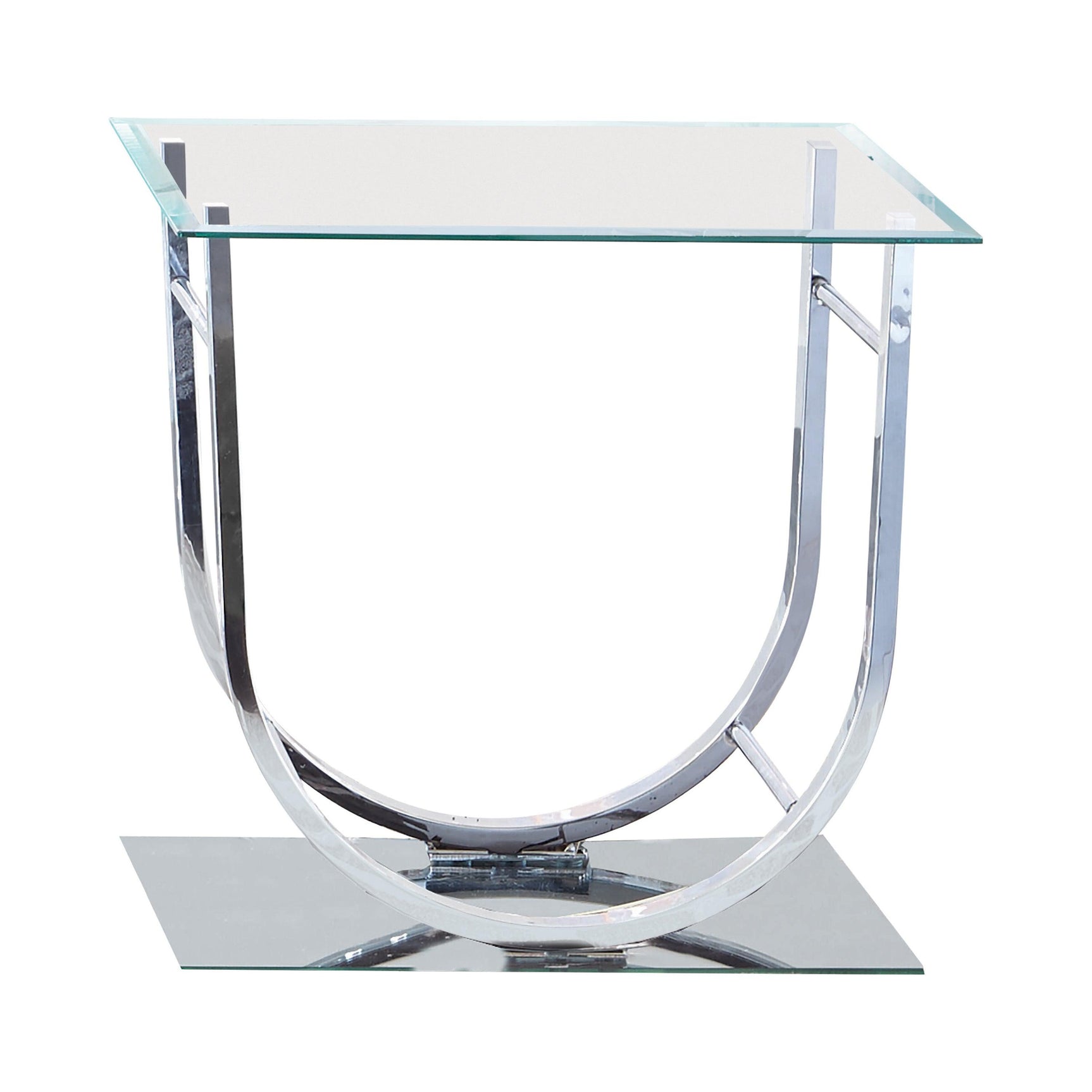 Top view of Danville End Table with beveled clear glass surface
