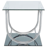 Top view of clear tempered glass on Danville end table