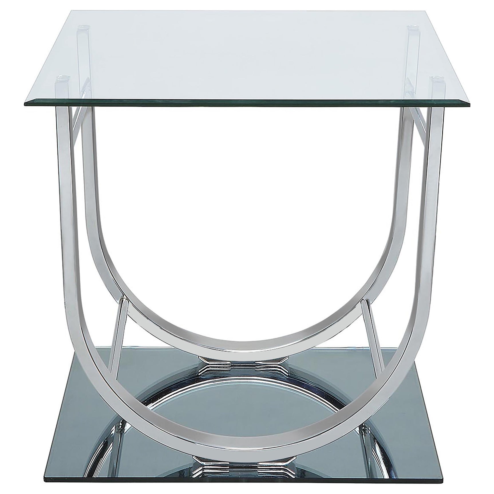 Top view of clear tempered glass on Danville end table