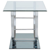 Detail of 8mm thick mirrored base of Danville table set
