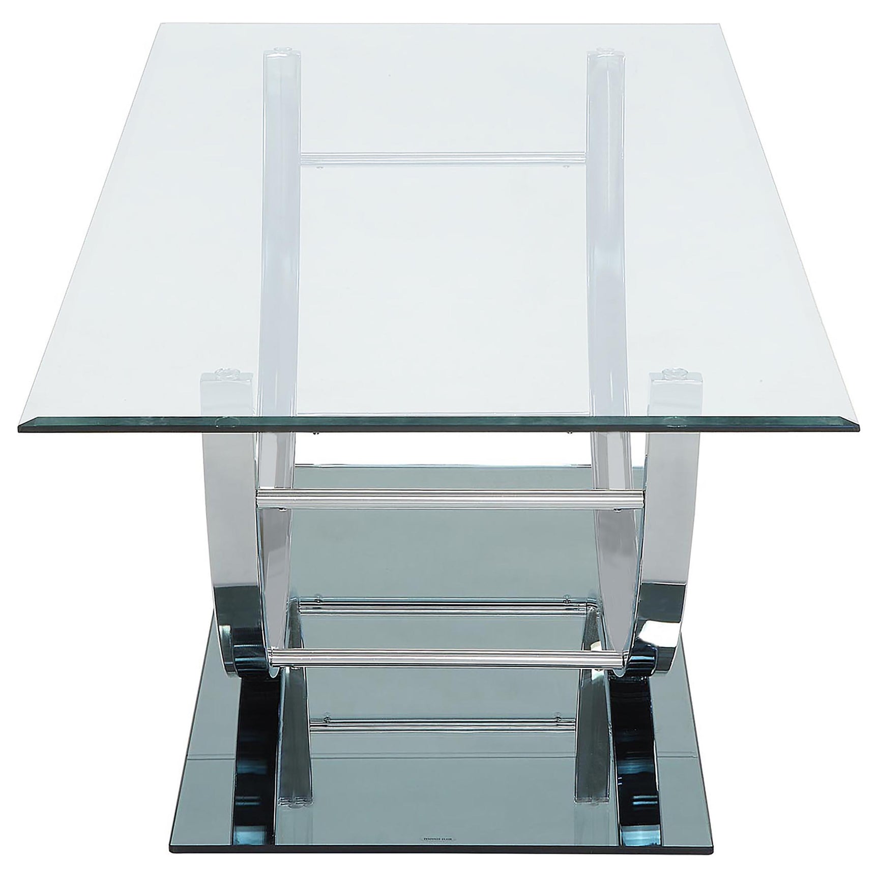 Angled side view of Danville end table showing mirrored base