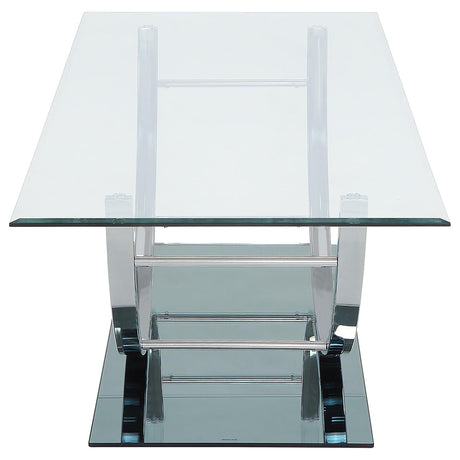 Angled side view of Danville end table showing mirrored base