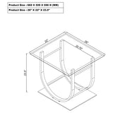 Side profile of Danville coffee table highlighting curved frames