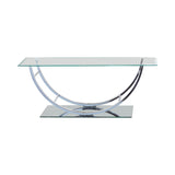 Close-up of the beveled edges on the glass top of Danville Coffee Table
