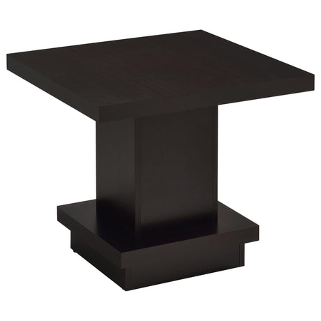 Reston coffee table tiered geometric design cappuccino finish