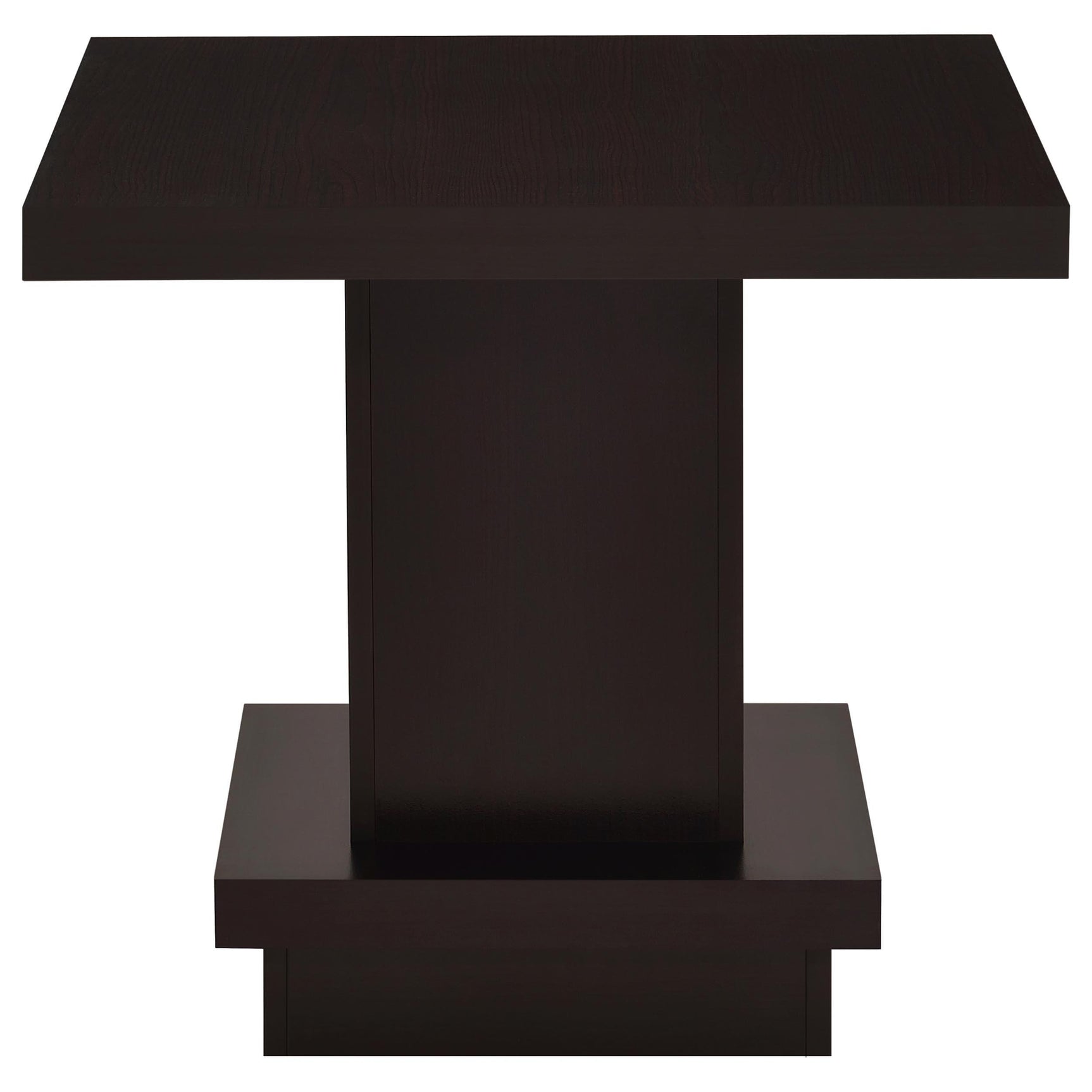 Reston end table close up of corner showing finish