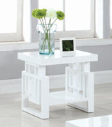 Schmitt White Rectangular End Table side angle