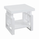 Schmitt White Rectangular End Table showing open shelf