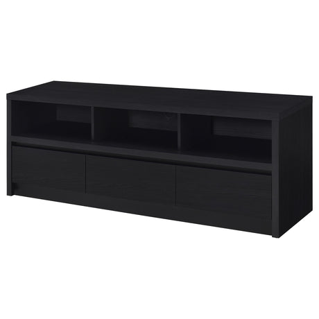 Rear view of Rutland TV stand showing wire management hole