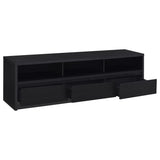 Close-up of drawer detail on Rutland black TV stand