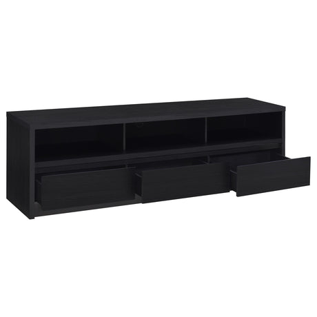 Close-up of drawer detail on Rutland black TV stand