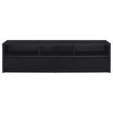 Back view showing wire management hole on Rutland TV stand